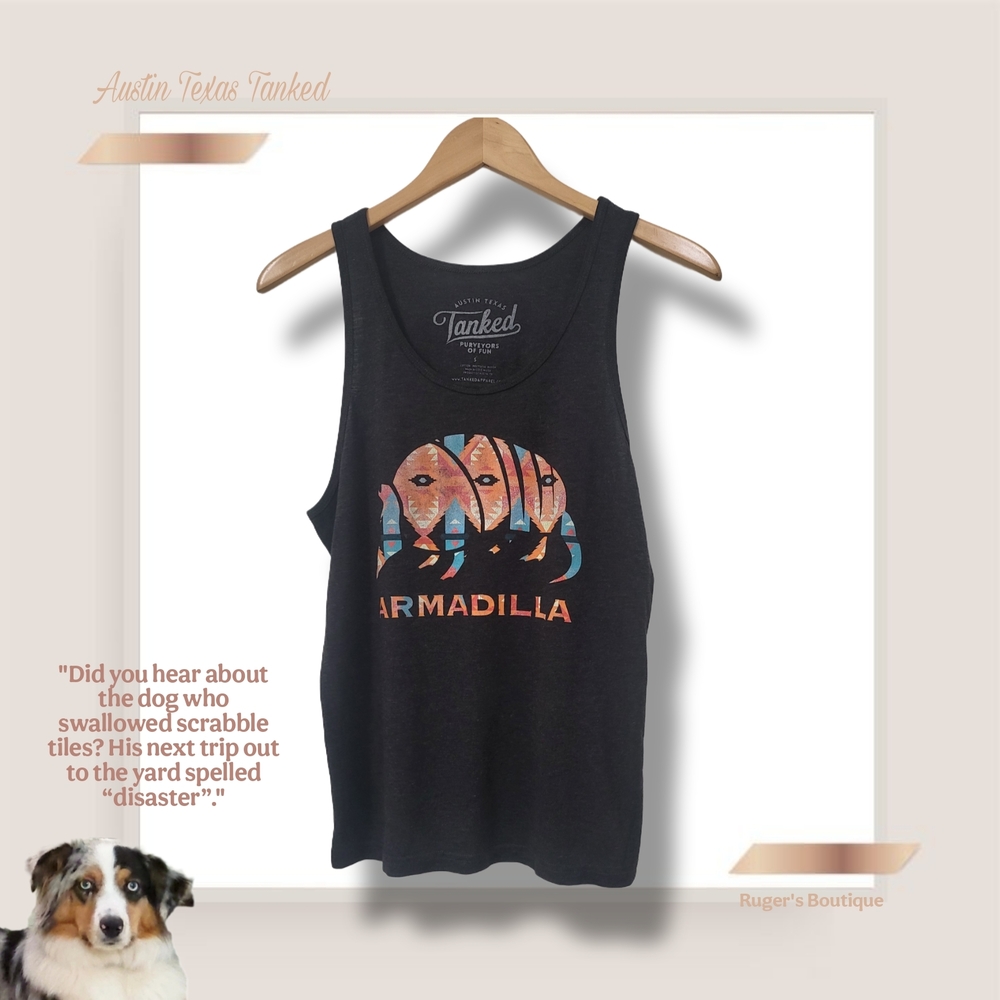 🌿Austin Texas Tanked Women's Small Heathered-Black Armadillo Tank Top - Picture 9 of 10